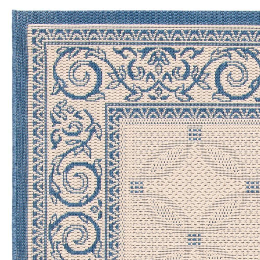 Courtyard CY7427 Power Loomed Indoor/Outdoor Area Rug - Beige/Navy - 5'3"x7'7" - Safavieh.