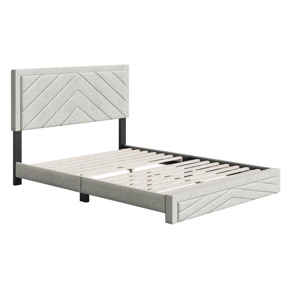 Boyd Sleep Barcelona Linen or Faux Leather Upholstered Platform Bed Frame with Adjustable Headboard, Heavy Duty Slat Support System, No Box Spring Required - Boyd Sleep