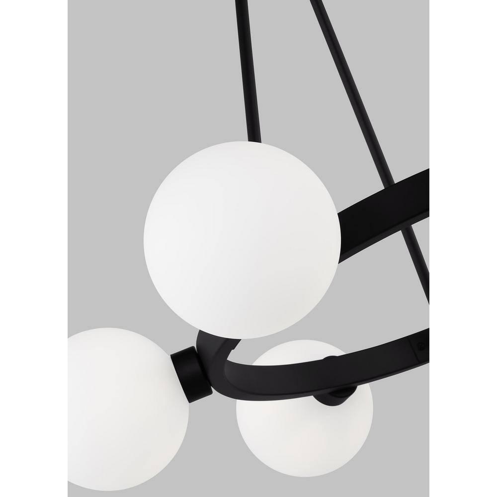 Clybourn 6-Light Midnight Black Chandelier with Milk Glass Shades