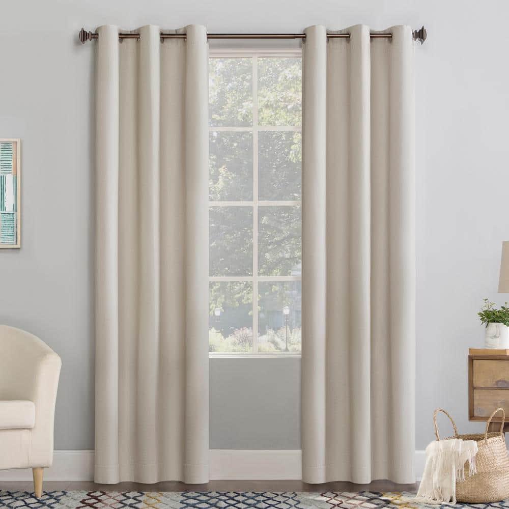 84"x40" Lindstrom Textured Draft Shield Fleece Insulated Energy Saving Grommet Top Room Darkening Curtain Panel Beige - No. 918