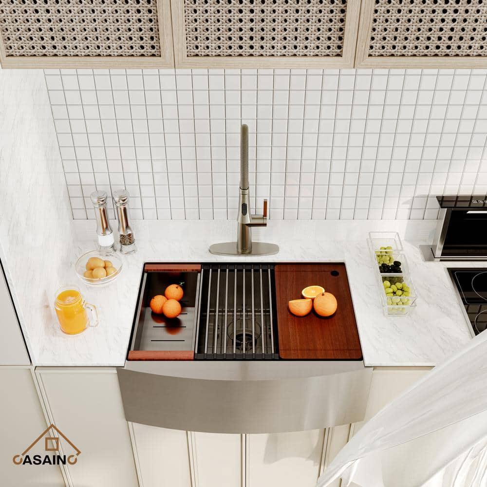 30" L x 22" W Apron Farmhouse Kitchen Sink with Faucet Included