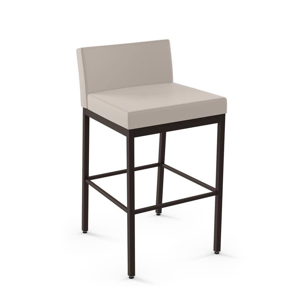Amisco Fairfield Plus 30 In. Bar Stool - Cream Faux Leather / Dark Brown Metal