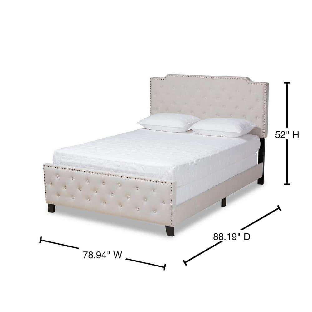 Baxton Studio Transitional Wood Queen Size Beige Button Tufted Panel Bed