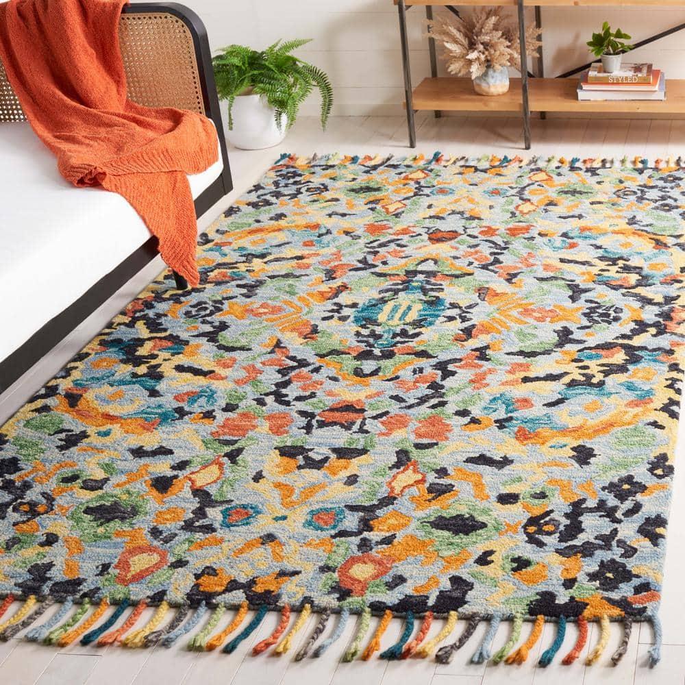 SAFAVIEH Blossom Everitt Floral Wool Area Rug, Blue/Multi, 8' x 10'