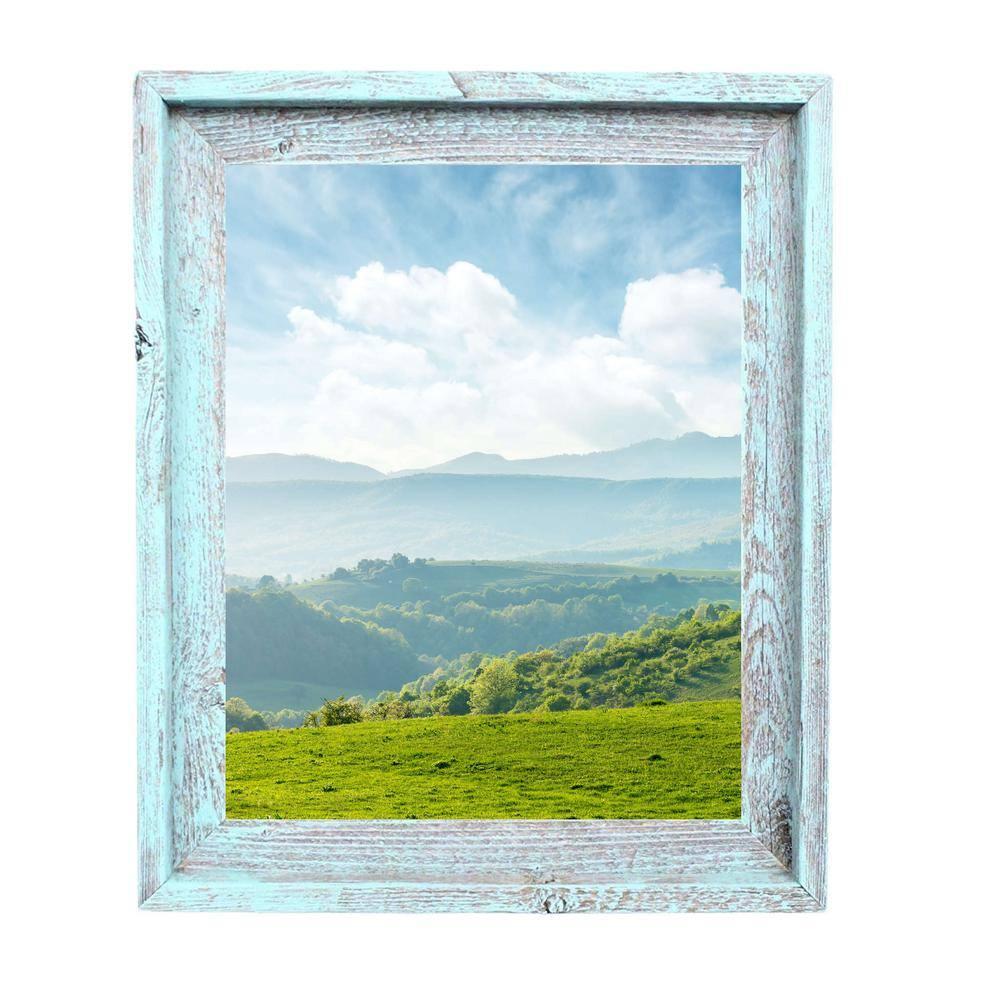 Rustic Farmhouse 11 in. x 14 in. Robins Egg Blue Reclaimed Wood Picture Frame (1.5 in. Molding)