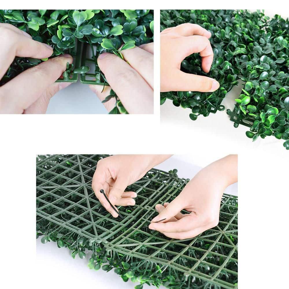 Grass Wall Panels 12 Pcs 10"x 10" Grass Wall Backdrop Panels Artificial Boxwood Greenery Wall Backdrop Privacy Hedge UV Protected for Indoor Outdoor Garden Backyard Party