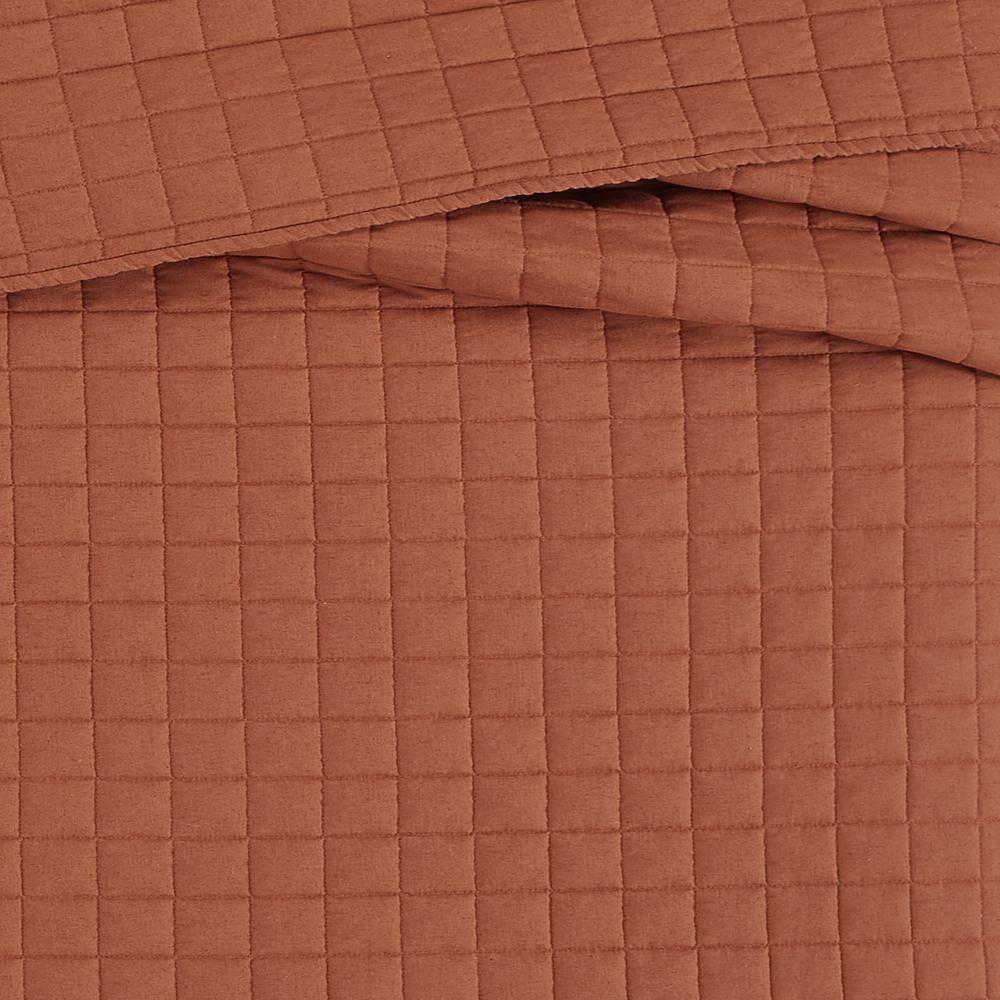 Brooklyn Loom 3pc King Flax Linen Quilts Rust/Orange