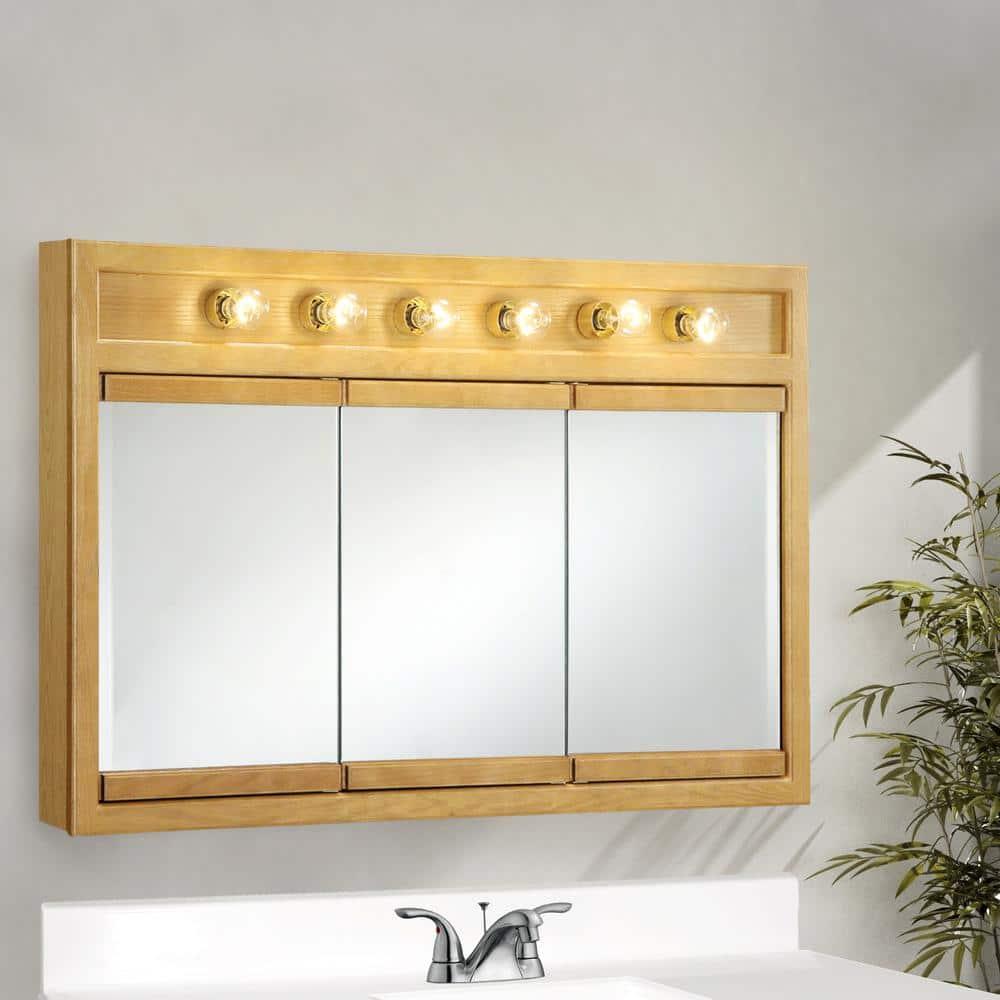 Richland 48-Inch Lighted Wood Medicine Cabinet in Nutmeg Oak