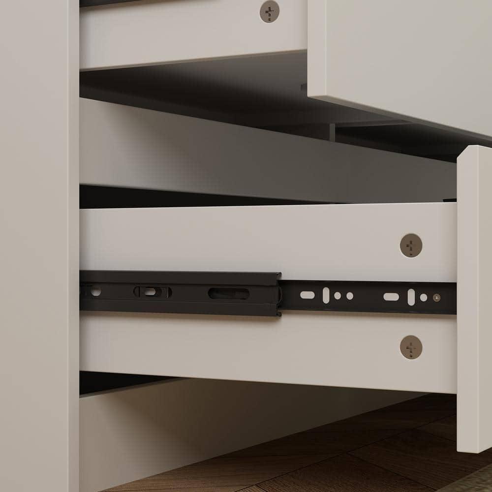 FUFU&GAGA White Modern Dresser for Bedroom 9 Drawers Wood Chest of Drawers