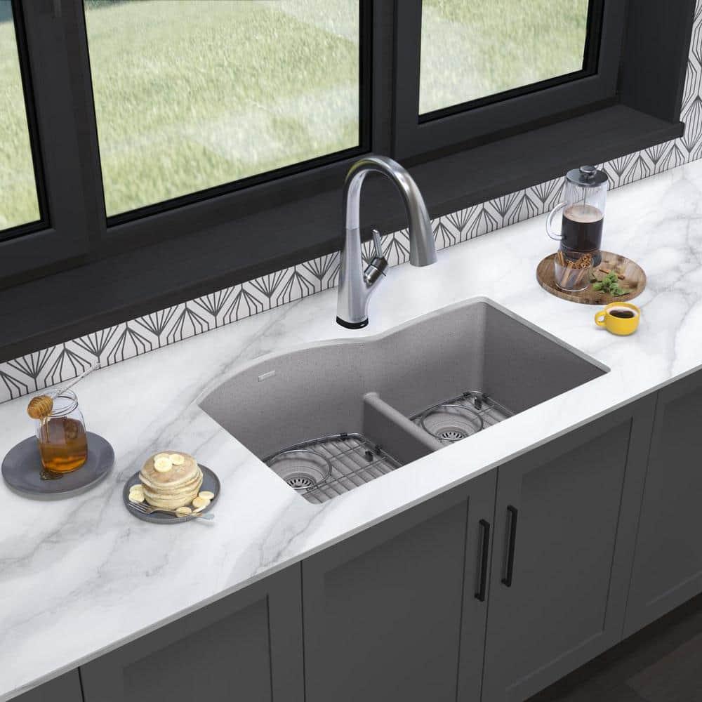 33" x 22" x 10" Double Basin Undermount Kitchen Sink with Faucet
