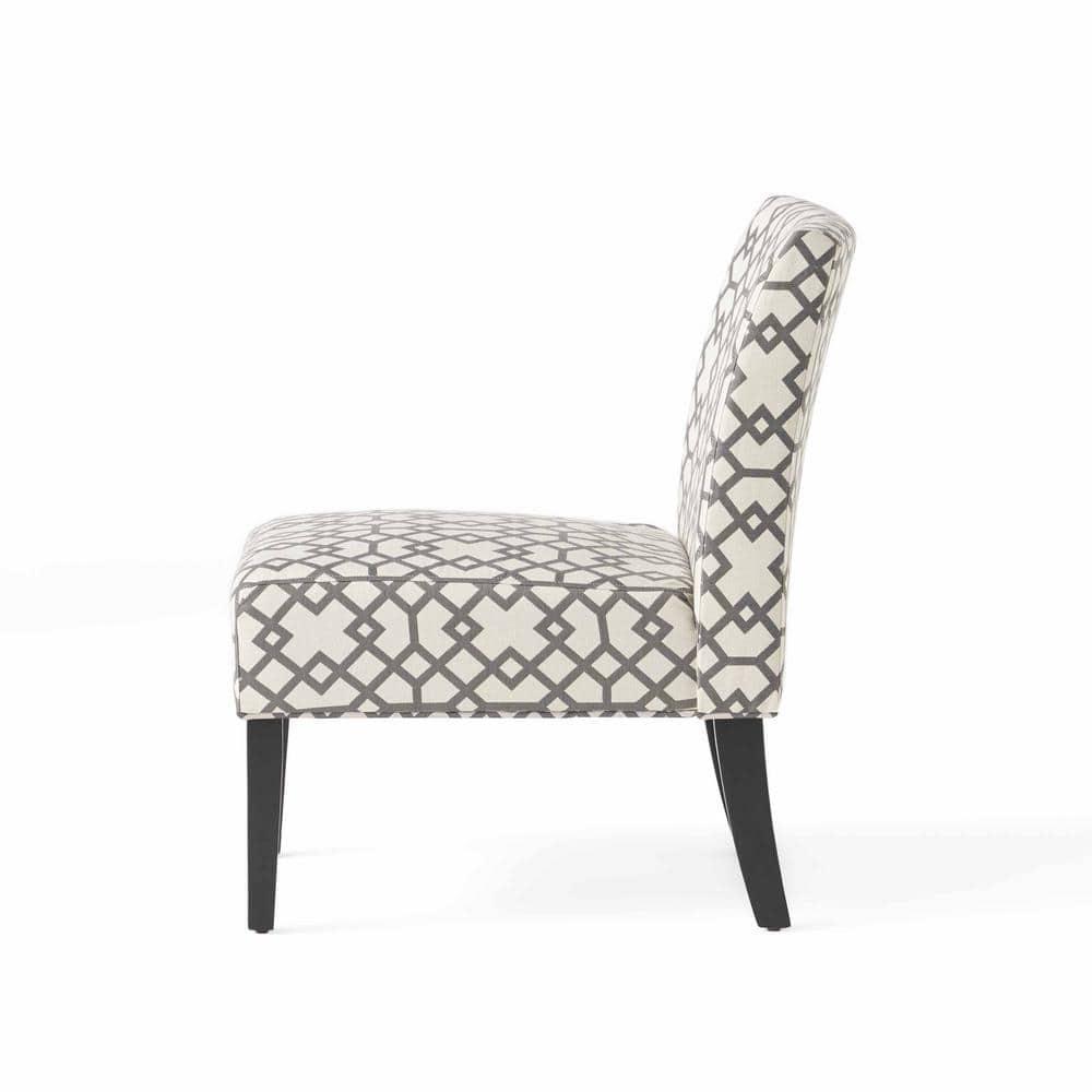 Kassi Accent Chair Gray Geometric Patterned - Christopher Knight Home: Polyester Upholstery, Rubberwood Frame