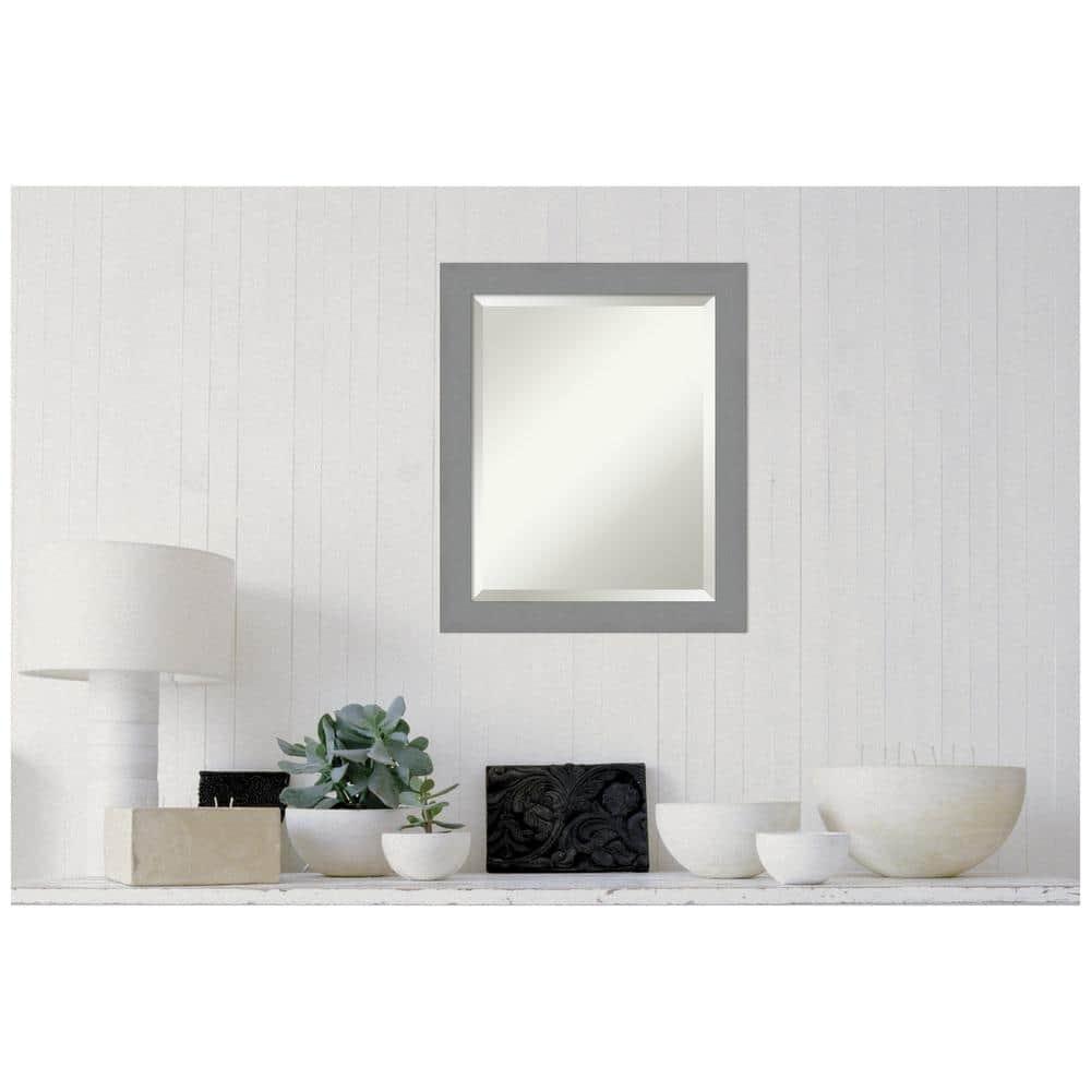 20" x 24" Brushed Nickel Framed Bathroom Vanity Wall Mirror - Amanti Art: Modern Rectangle, No Assembly Required