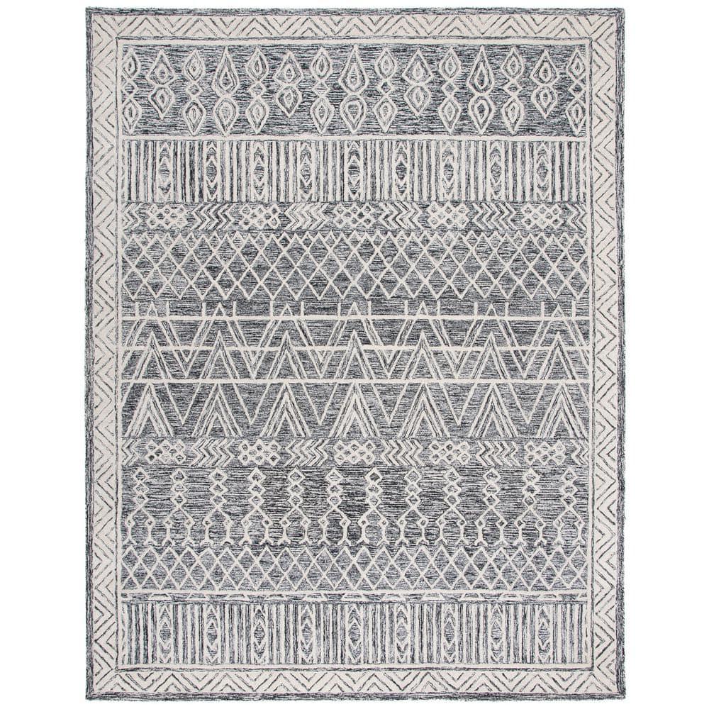 SAFAVIEH Abstract Alastar Geometric Area Rug, Ivory/Black, 9' x 12'
