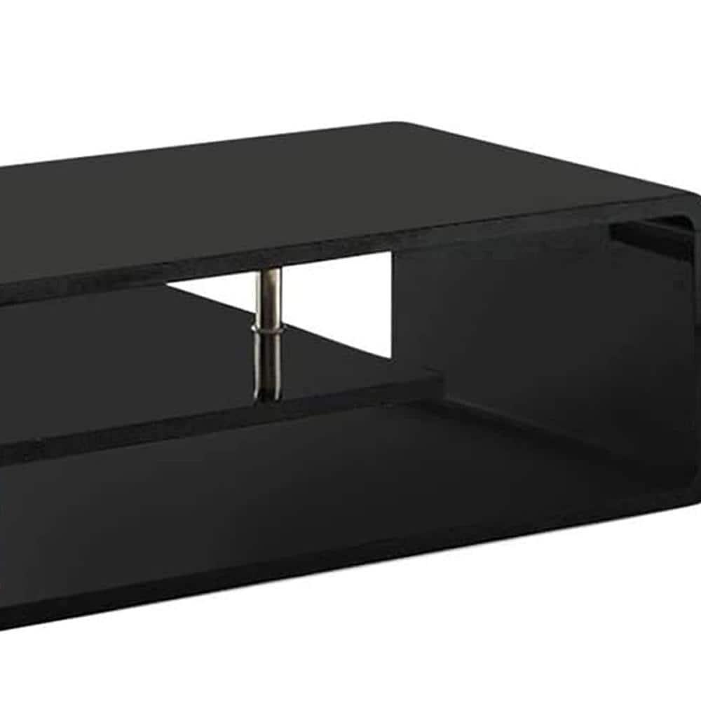 Modern Black Lacquer and Chrome 47'' Rectangular Coffee Table