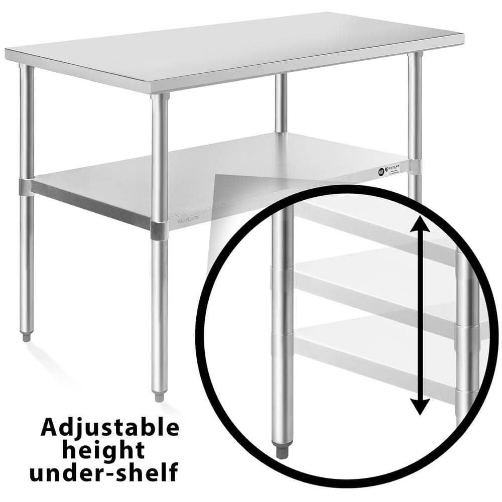 GRIDMANN 30" D x 34.5" H Stainless Steel Prep Station with Undershelf