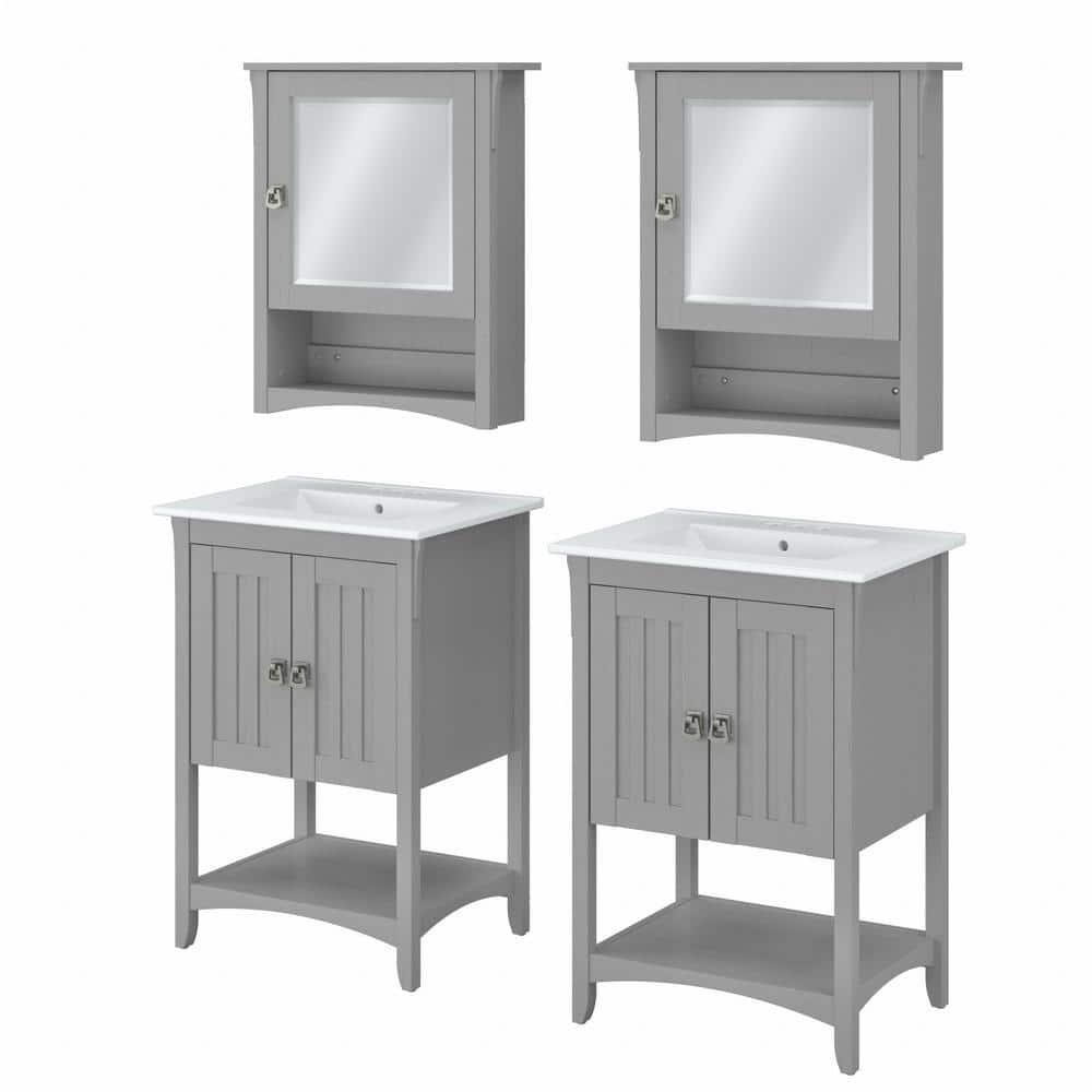 Double Bathroom Vanity with Ceramic Top with Mirror