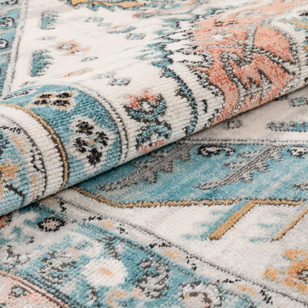 Espinal Oriental Blue/Ivory Area Rug