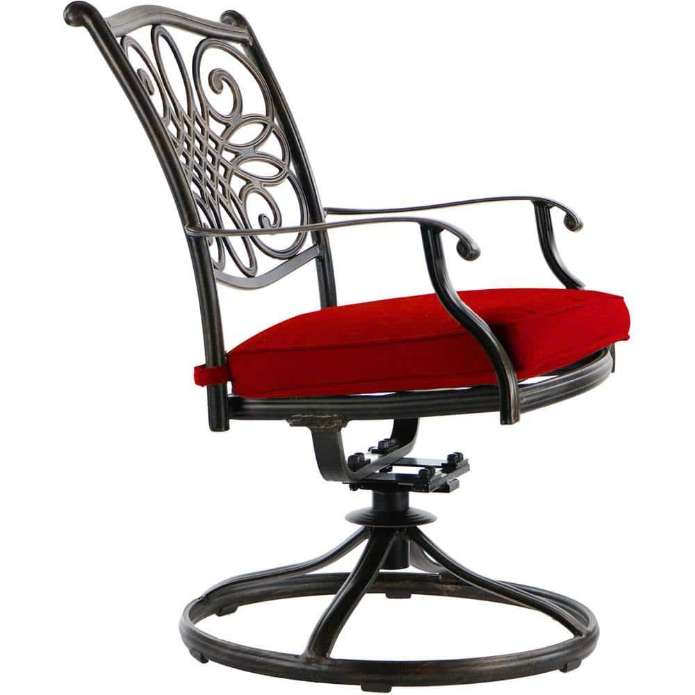 Elegant 8-Person Tempered Glass-Top Outdoor Dining Set with Red Cushions