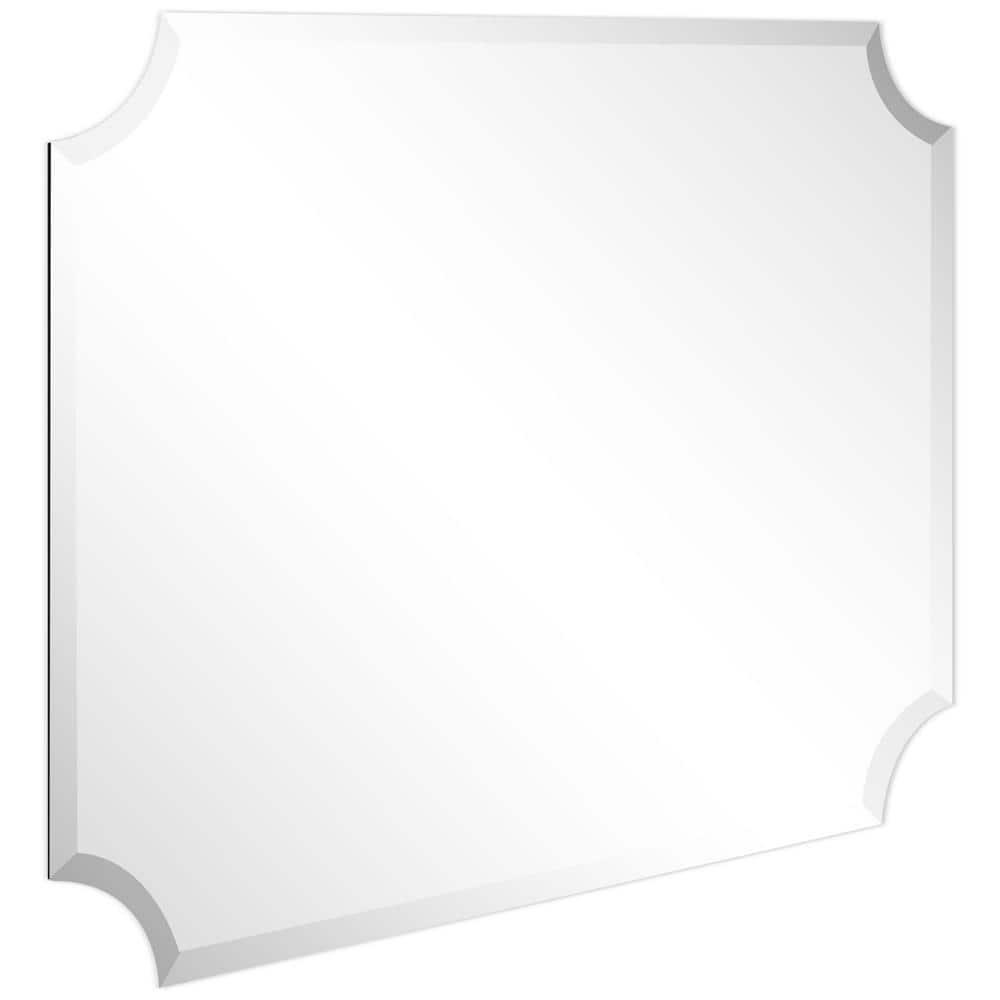 Empire Art Direct Frameless Rectangle Scalloped Beveled Wall Mirror - Clear 30 in. x 0.39 in. x 40 in.