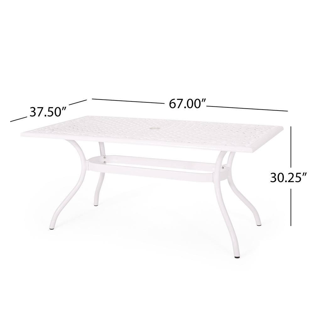 GDF Studio Honolulu Traditional Outdoor Aluminum Rectangular Dining Table, White