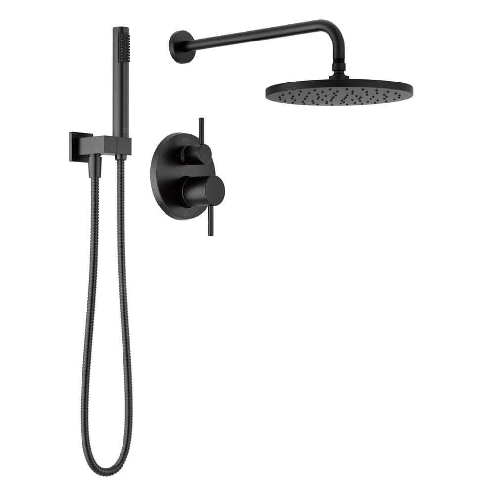 Modern Raincan Round Shower System, Rain Shower Head with Handheld Spray, Shower Faucet Set
