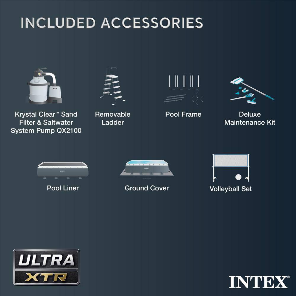 Intex Ultra 24ftX12ftX52in XTR Rectangular Metal Frame Swimming Pool Set w/Pump Filter