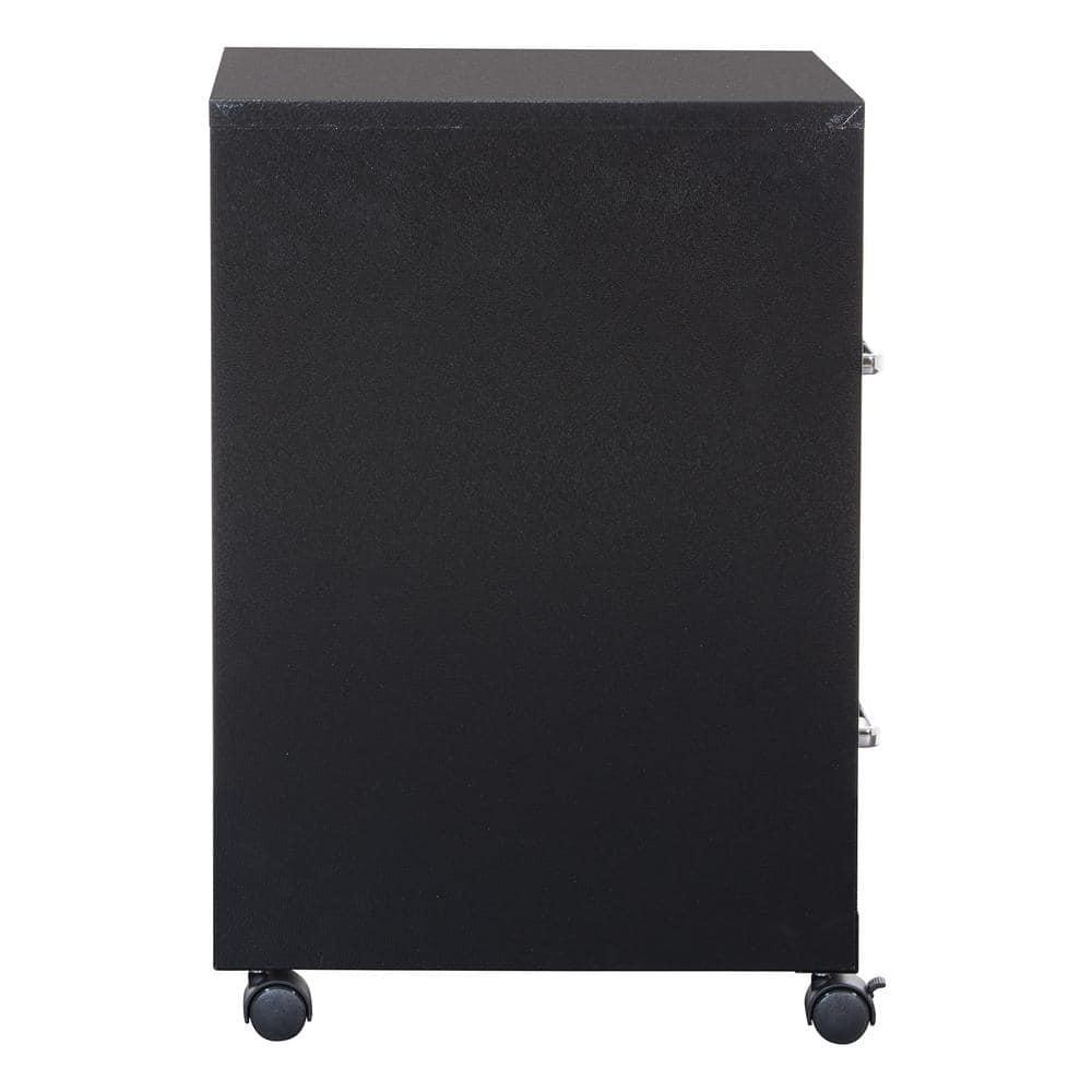 2 Drawer Mobile Locking Metal File Cabinet in Black
