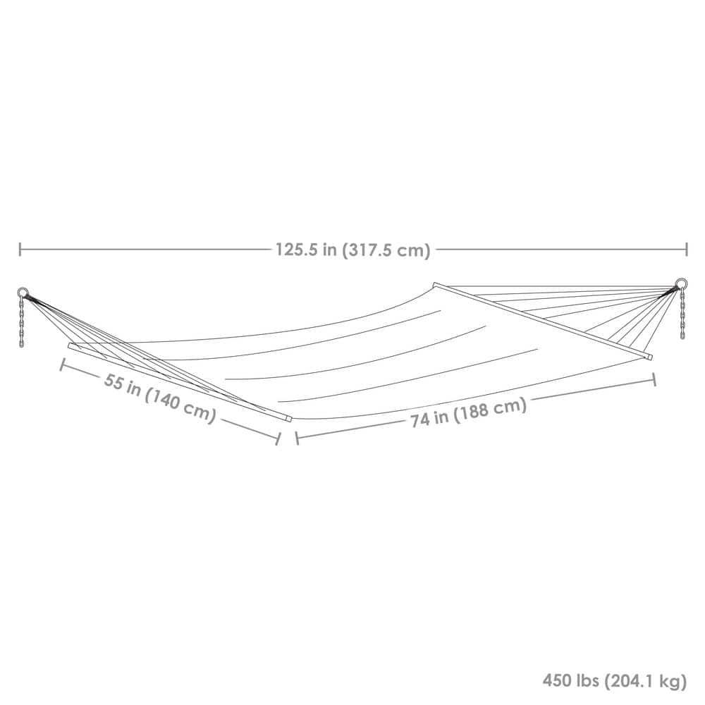 2-Person Quilted Polyester Spreader Bar Hammock