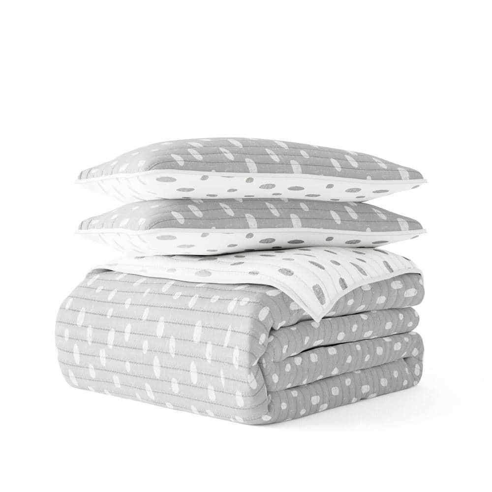 Becky Cameron Gray Polka Dots Pattern Reversible Quilt Set