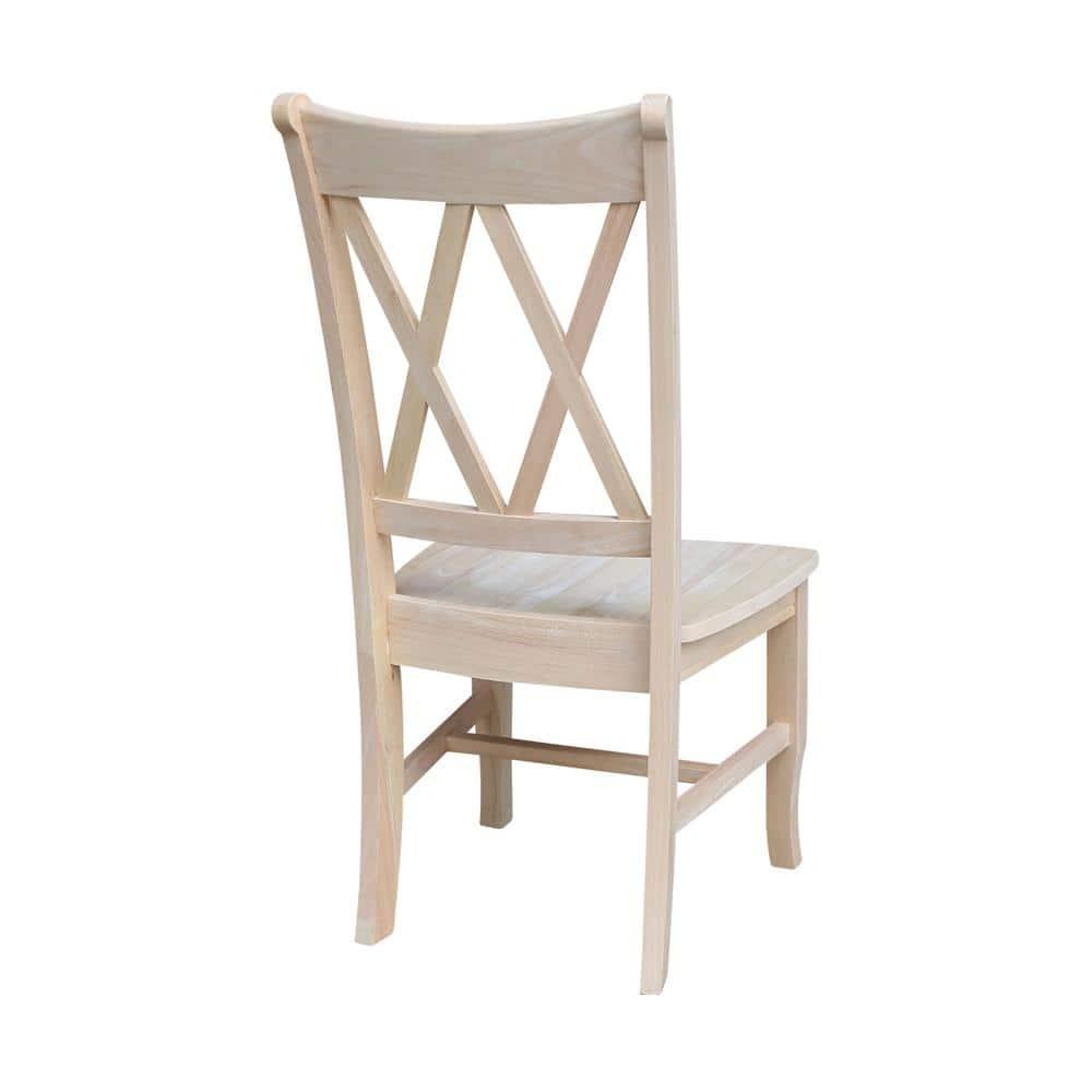 Set Of 2 Double X Back Chair Unfinished - International Concepts: Solid Wood, Armless, Unupholstered
