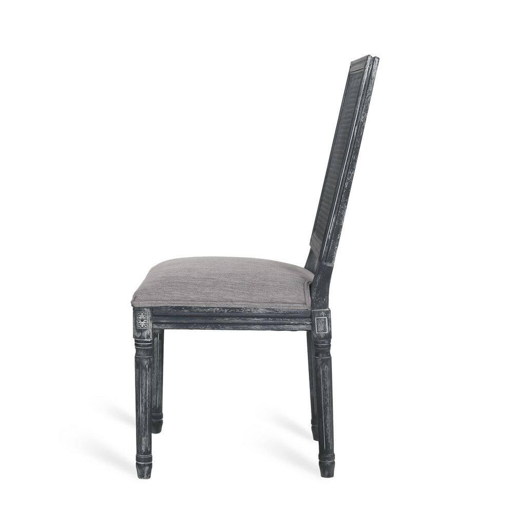 Noble House Beckstrom French Wood Upholstered Dining Chair, Set of 2, Gray