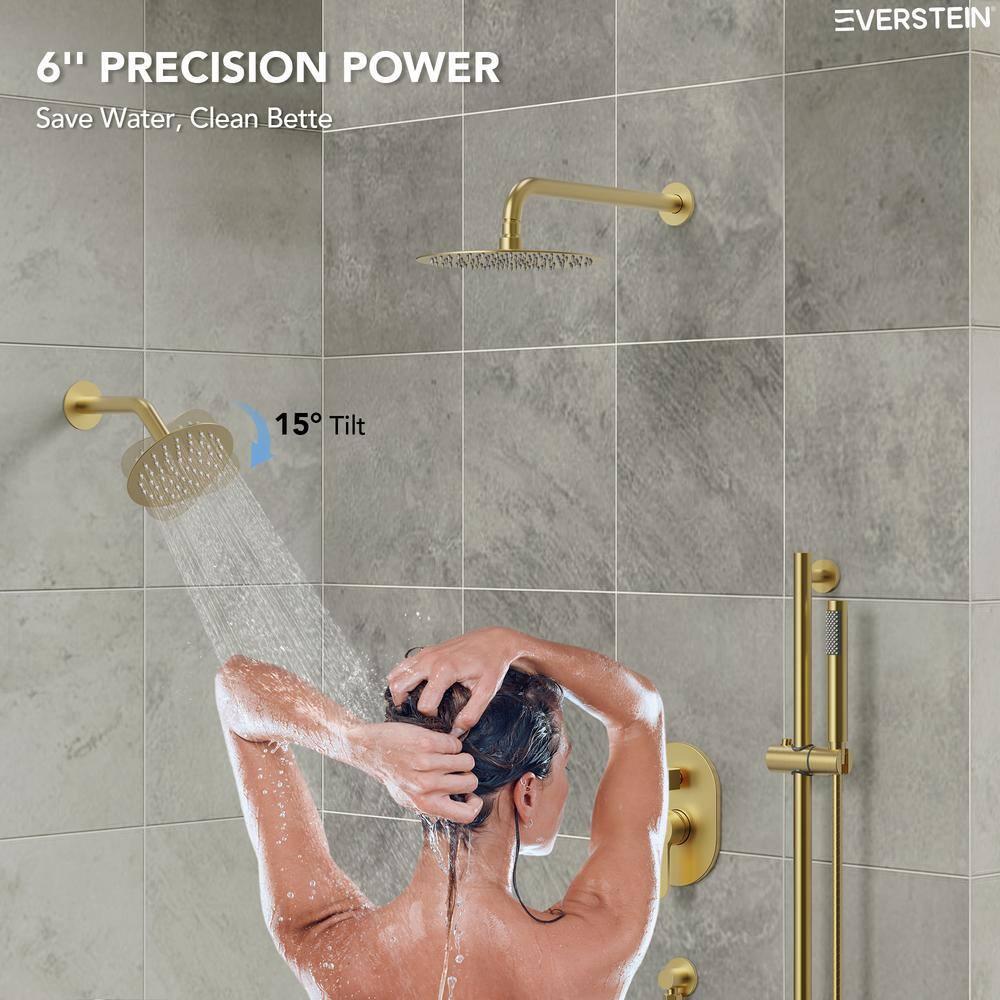 DualJetSpa 3-Function Round 10" & 6" Dual Shower Faucet System with Pressure Balancing Rough-In Valve