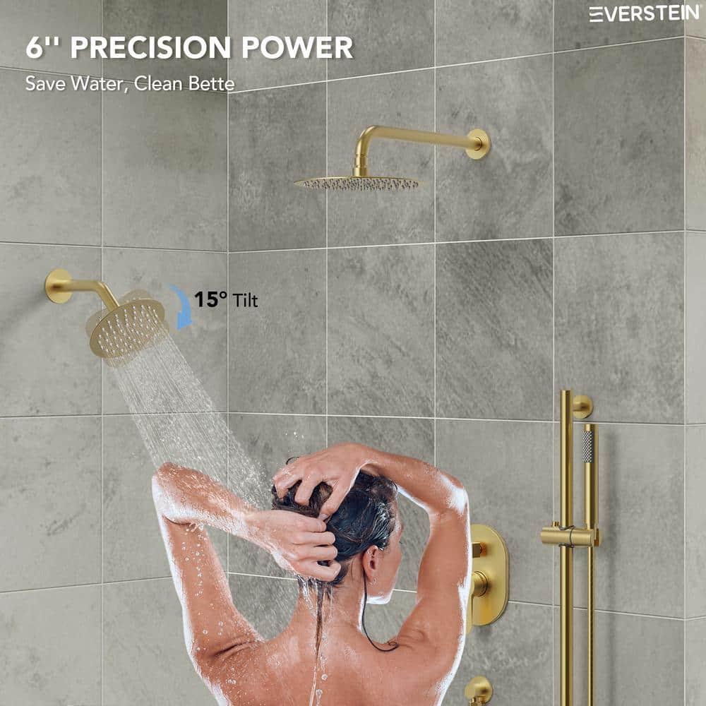 DualJetSpa 3-Function Round 10" & 6" Dual Shower Faucet System with Pressure Balancing Rough-In Valve