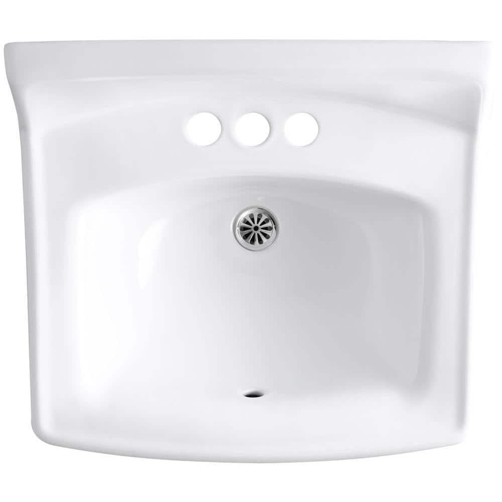 Greenwich Vitreous China Rectangular Wall Mount Bathroom Sink with Overflow