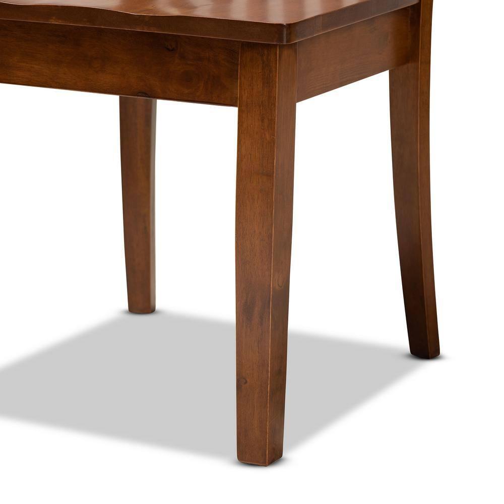 2pc MinetteWood Dining Chair Set Brown - Baxton Studio: Walnut Finish, Upholstered, Armless: Polyester Fabric, Wood Frame