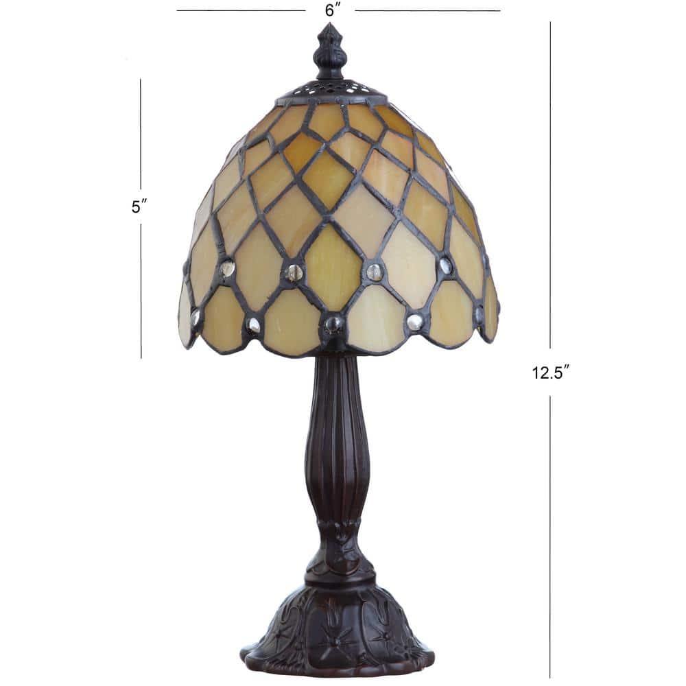 Campbell Tiffany-Style 12.5" LED Table Lamp, Bronze