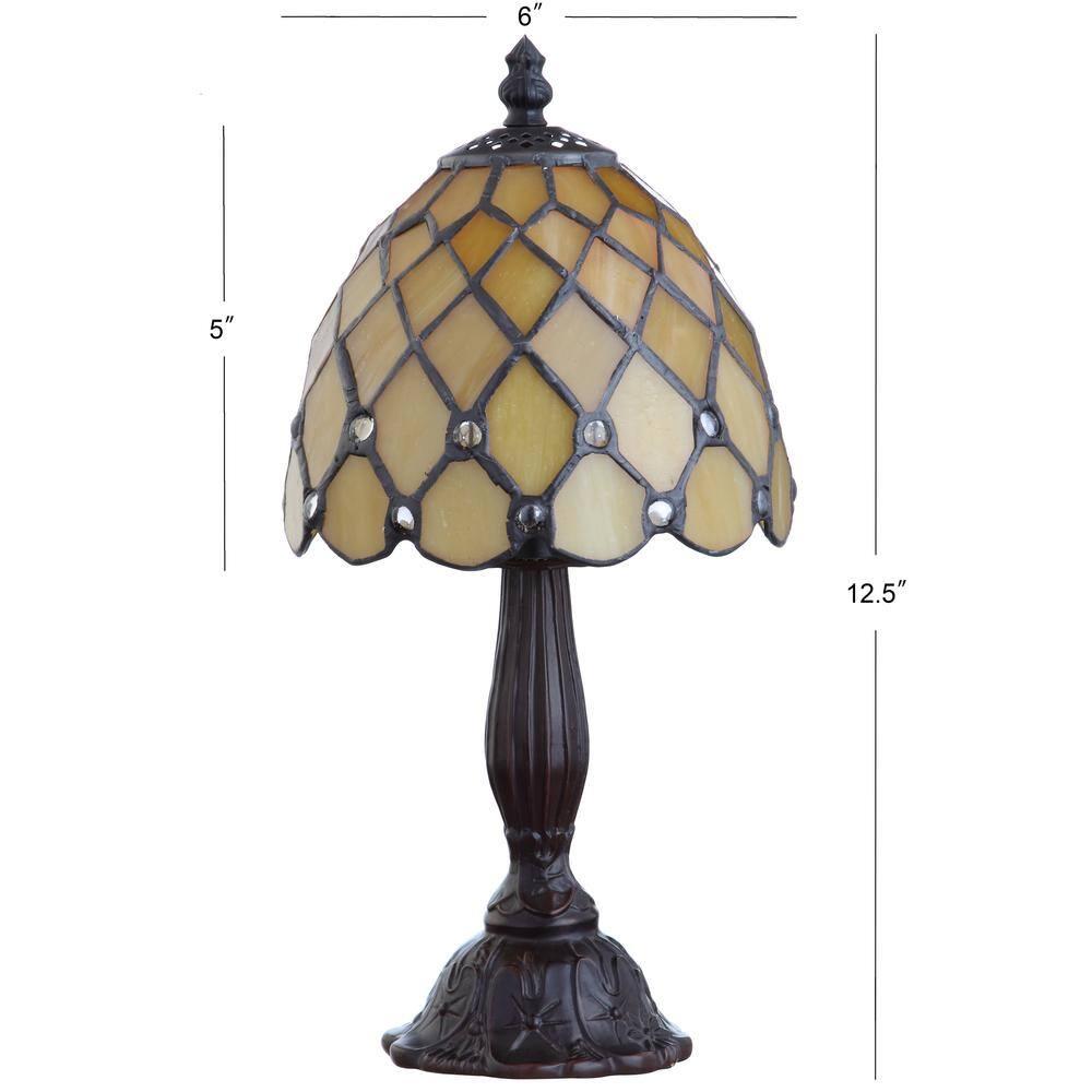 Campbell Tiffany-Style 12.5" LED Table Lamp, Bronze