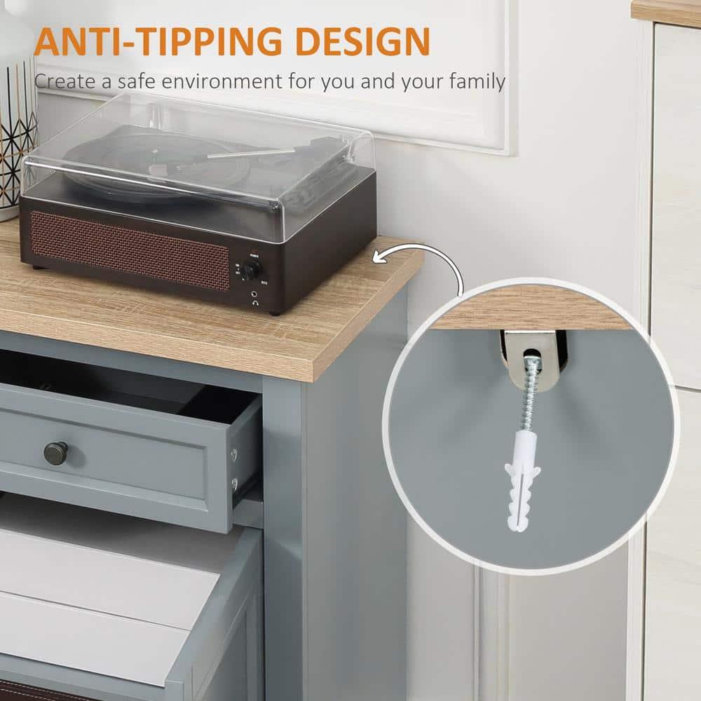 HOMCOM Sideboard Buffet Cabinet with Storage Drawers, 2 Door Kitchen Storage Cabinet with Adjustable Shelves, Coffee Bar for Living Room, Dark Gray