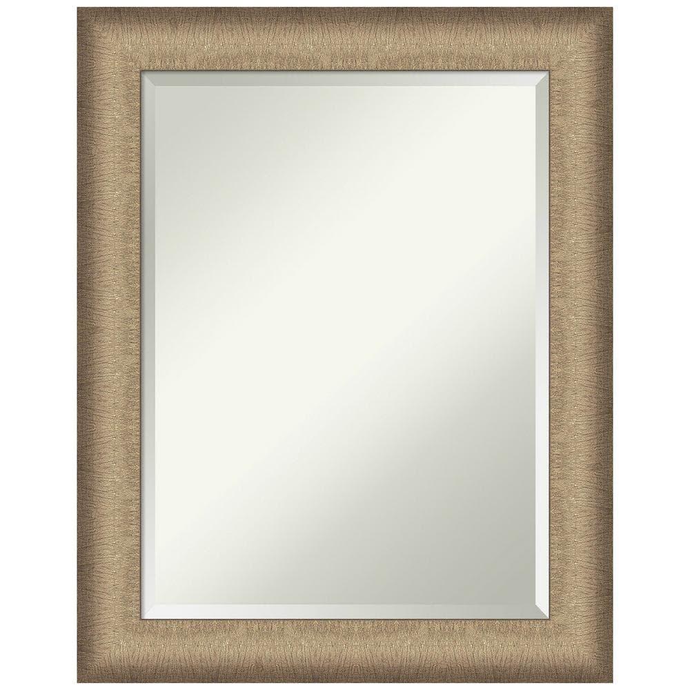 Amanti Art Beveled Bathroom Wall Mirror - Elegant Frame Elegant Brushed Bronze Outer Size: 23 x 29 in Copper