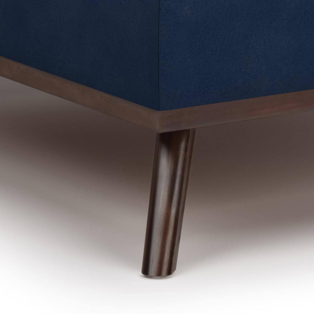 Simpli Home Owen 36"W Upholstered Square Coffee Table Storage Ottoman with Lift Top and Solid Wood Legs