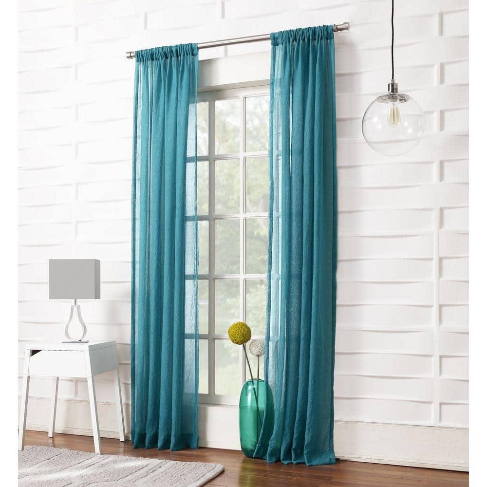 50"x95" No. 918 Sheer Avril Crushed Texture Rod Pocket Curtain Panel Marine: Sheer Curtain Panel, Polyester, 1 Piece