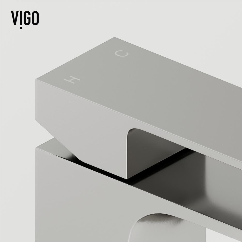 VIGO Dunn Tarragona Gothic 19" L x 14" W x 4" H Rectangular Concrete Vessel Bathroom Sink with 11" H Faucet VGT2085