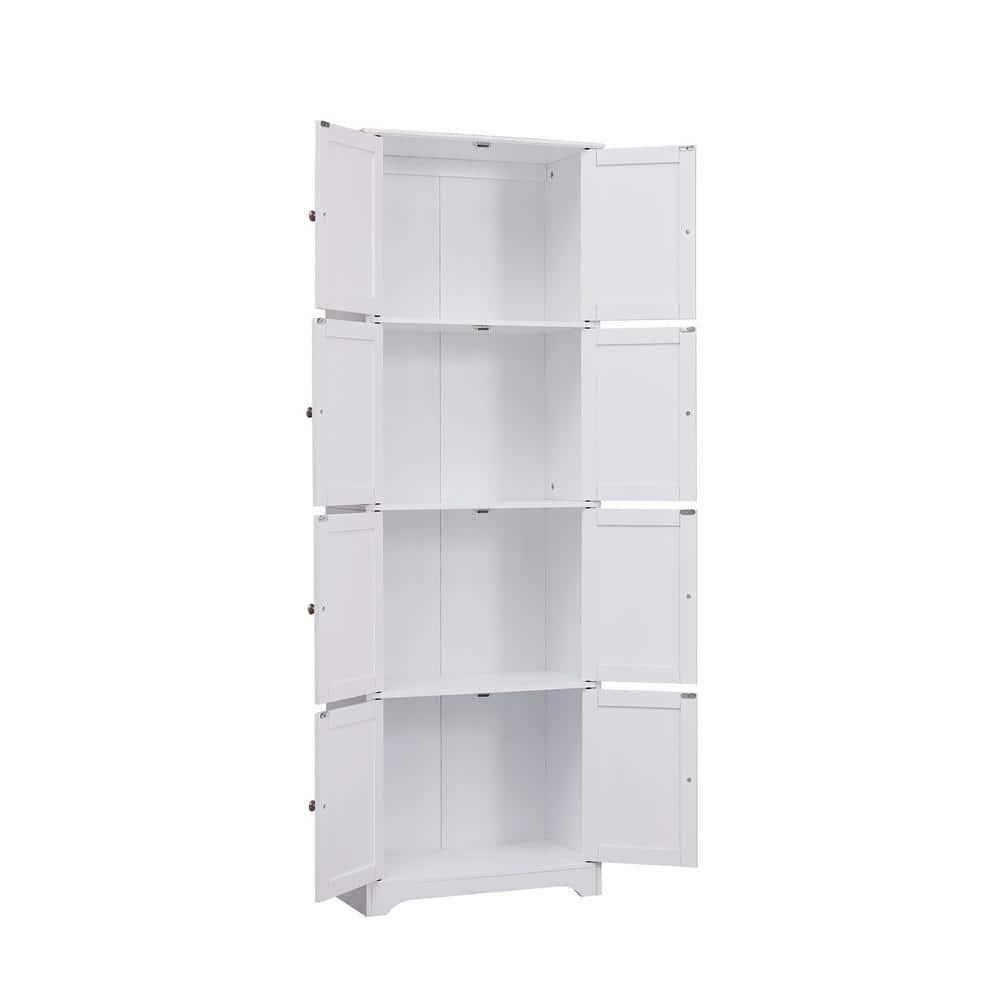 InRoom Furniture KT101-WH 8-Door Cabinet, White
