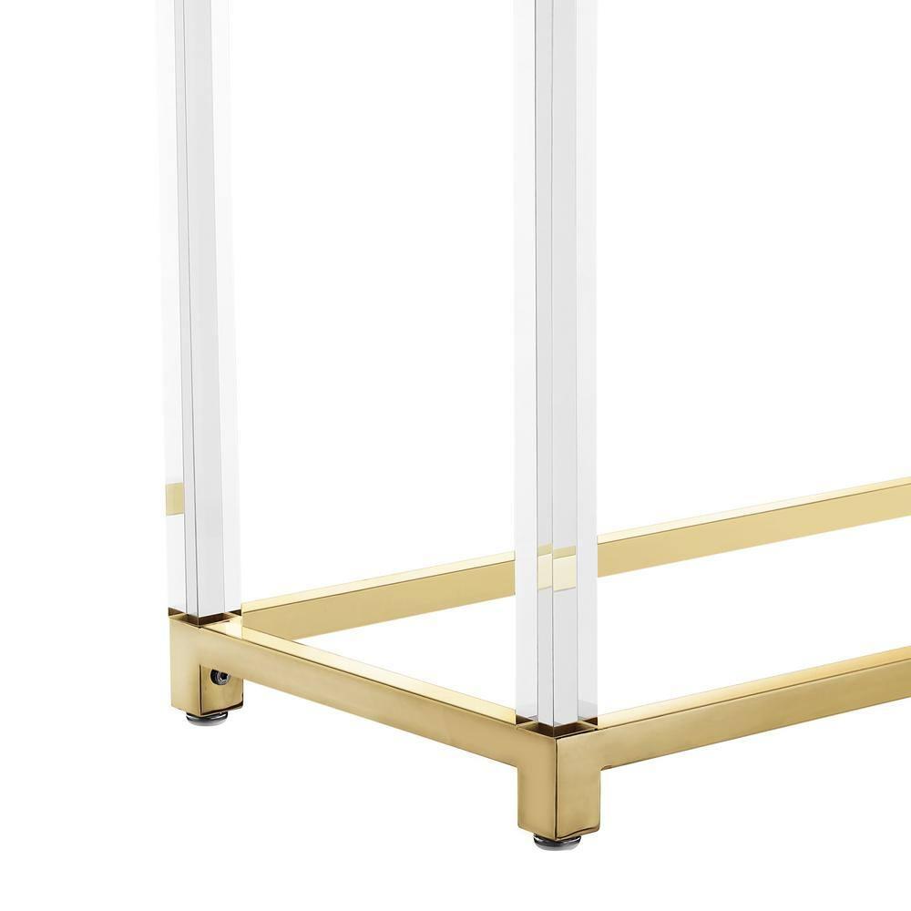 Inspired Home Alena Console Table 2 Drawers High Gloss Acrylic Legs Gold Stainless Steel Base Modern Design, Black/Gold
