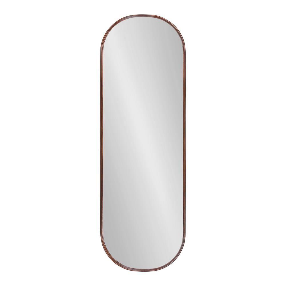 Kate and Laurel Caskill Modern Framed Capsule Mirror, 16 x 48, Bronze, Decorative Oval Accent Mirror for Wall