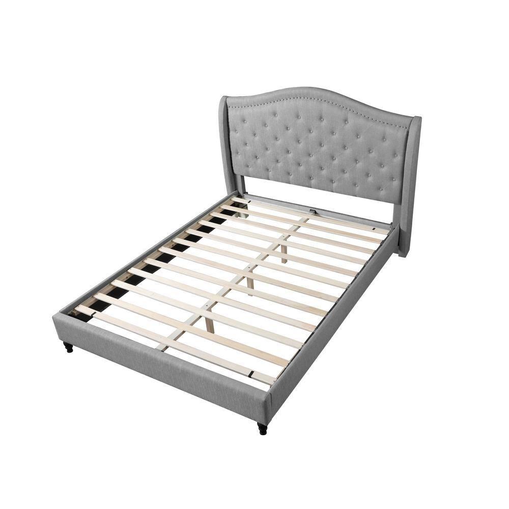 Best Master Furniture Queen Tufted Upholstered Panel/Platform Bed, Grey
