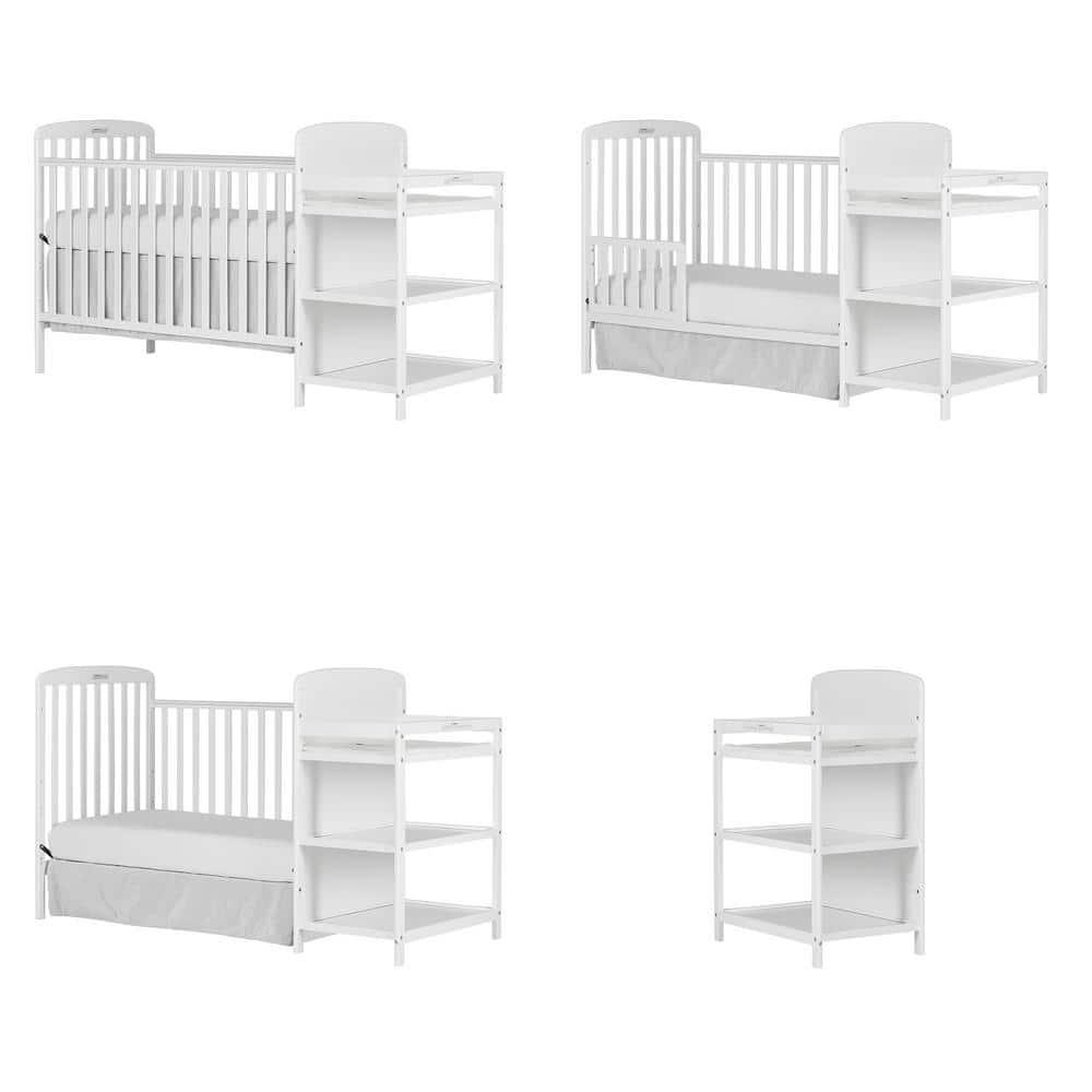 Dream On Me Anna 4 in 1 Full-Size Crib and Changing Table Combo in White