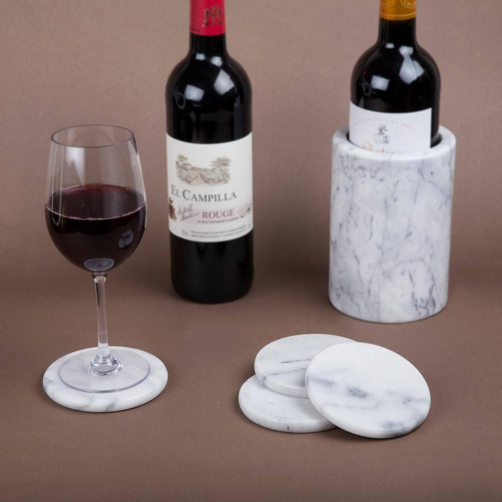 Mercer41 Raniyha Marble Round Coaster 4-Pack