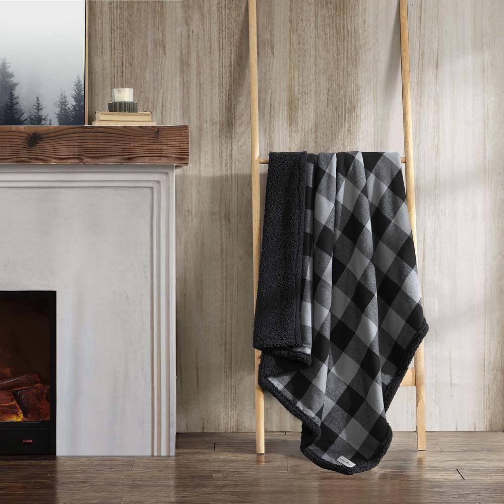 Eddie Bauer Eddie Bauer Cabin Plaid Flannel/Sherpa Throw Blanket
