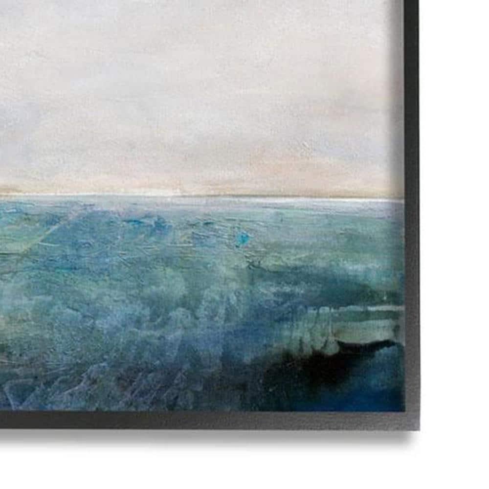 Stupell Industries Abstract Ocean Horizon Line Nautical Water Cloudy Sky Paintings Black Framed Art Print Wall Art, 11x14, by Karen Hale